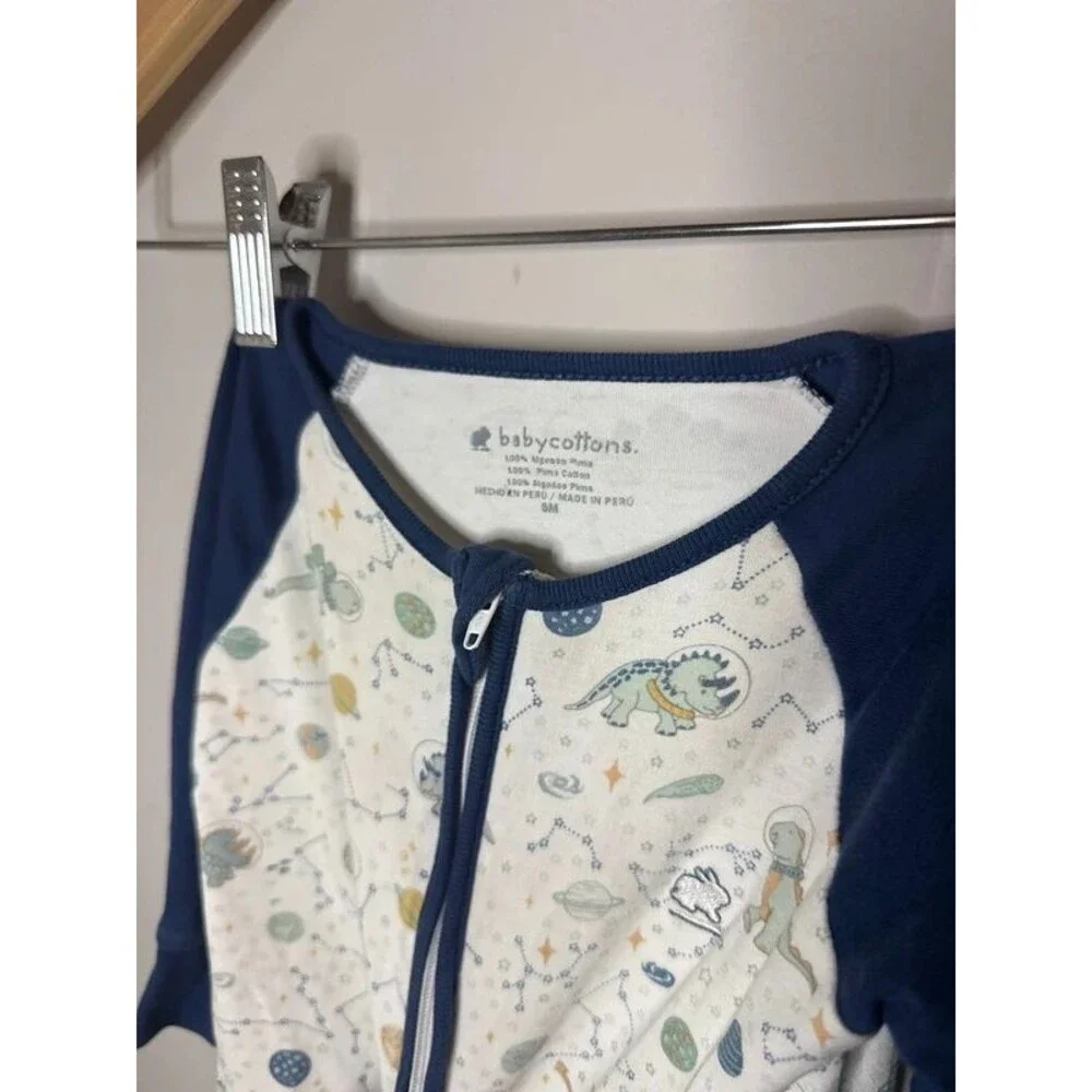 Babycottons Dinosaur Space Zip Pajamas 6 Months
